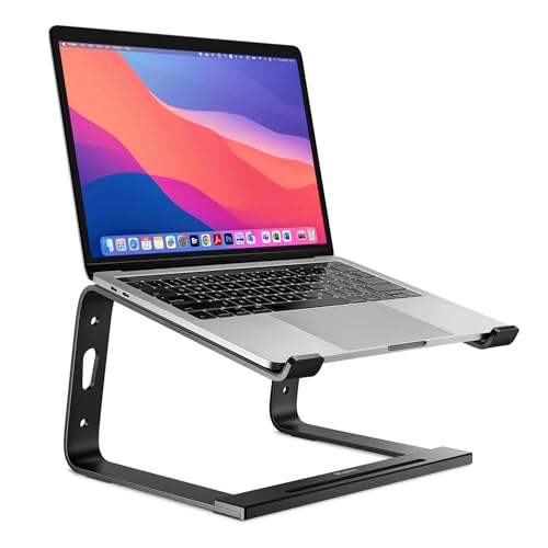Staples TECH Aluminum Laptop Stand, Black, 11.2” x 10.2”, Ergonomic Cooling Riser for Notebook/MacBook/PC - style: Black