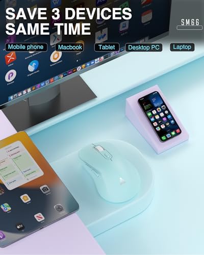 SOLAKAKA SM66 Green Silent Dual Mode Wireless Mouse for Laptop, Adjustable 4800 DPI,Rechargeable Computer Mouse for Bluetooth and Wireless Connection - color: green