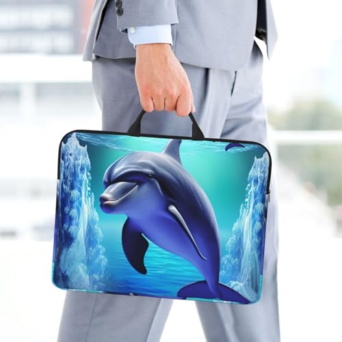 14 Inch Laptop Sleeve Case Waterproof Lightweight Laptop Case BagsDolphin Travel Laptop Bag With Handle For Women Men