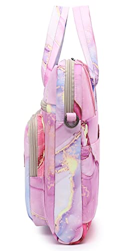 Laptop Shoulder Bag15.6inch women men Waterproof 16inch Computer Bags Women Business Office Work Bag Briefcase 14 inch case - color: Pink Marble