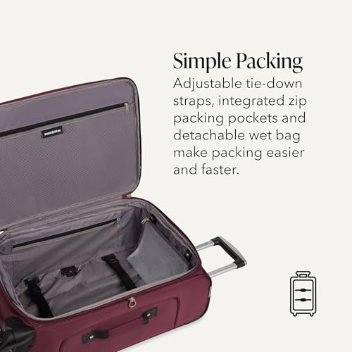 SWISSGEAR Sion Softside Expandable Spinner Luggage Durable Lightweight Travel Suitcase, Merlot, Checked-Medium - color: Merlot, size: Checked-Medium