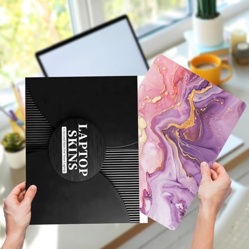 Laptop Skin Sticker for 12.1”-15.6“ Laptops (Fits 13”, 13.3”, 14”, 15”, 15.4”) | Protective Universal Reusable Vinyl Art Decal Cover | Waterproof & Scratch-Resistant-Pink Purple Marble - color: pink purple Marble