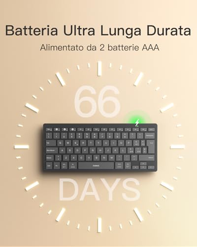 Inateck Ultra-Slim Bluetooth Keyboard, Ergonomic, 3-Device | For iPad/Windows/Android/iOS, Oversized Keycaps, 18-Month Battery Life, Portable Design, QWERTY Layout