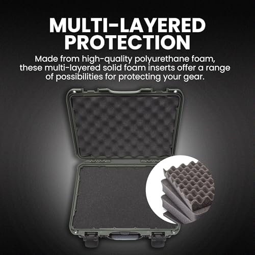NANUK 910 Hard Case with Customizable Cubed Foam, IP67 Waterproof, Dustproof and Impact Resistant, 14.3” x 11.1” x 4.7”, Rugged Construction for Ultimate Protection, Made in Canada - Olive - color: Olive, style: Cubed Foam