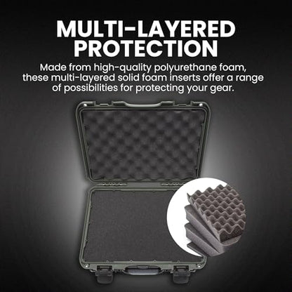 NANUK 910 Hard Case with Customizable Cubed Foam, IP67 Waterproof, Dustproof and Impact Resistant, 14.3” x 11.1” x 4.7”, Rugged Construction for Ultimate Protection, Made in Canada - Olive - color: Olive, style: Cubed Foam