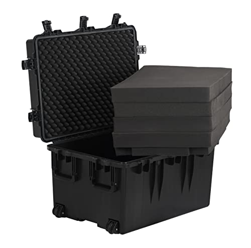 MEIJIA Premium Waterproof Large Rolling Hard Camera Case,Hard Protective Case with customizable fit foam and wheels,Full Protection with Light&Convenient Design,Elegant Black (33.25"X24.4"X19.3") - size: 33.25"X24.4"X19.3"