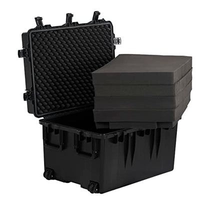 MEIJIA Premium Waterproof Large Rolling Hard Camera Case,Hard Protective Case with customizable fit foam and wheels,Full Protection with Light&Convenient Design,Elegant Black (33.25"X24.4"X19.3") - size: 33.25"X24.4"X19.3"