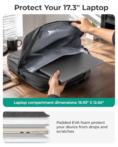 BAGSMART 3 In 1 Laptop Bag for Men Expandable Computer Bag 17.3 Inch, Gray | Messenger Bag Briefcase Work Bag Business Travel Office - color: Gray-【3-in-1】