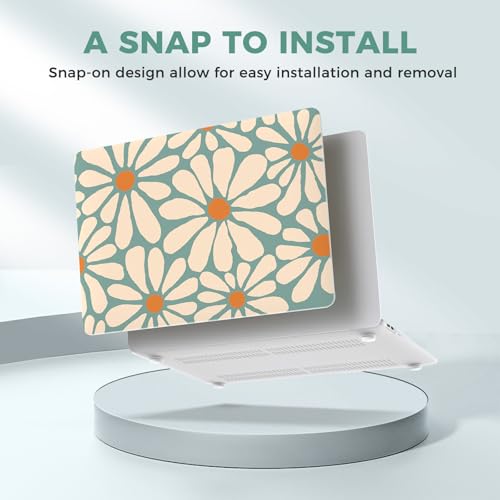 iCasso for MacBook Air 13 inch Case 2020 2019 2018 Release A2337 M1 A2179 A1932, Cute Flower Hard Shell Protective Case for MacBook Air 13.3 inch & Keyboard Cover & Screen Film, Daisy Green - color: Daisy Green