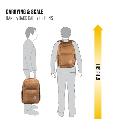 Carhartt 28L Dual-Compartment Backpack, Durable Pack with 16" Laptop Sleeve and Duravax Abrasion Resistant Base, Black - color: Black