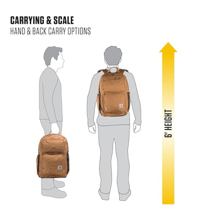 Carhartt 28L Dual-Compartment Backpack, Durable Pack with 16" Laptop Sleeve and Duravax Abrasion Resistant Base, Black - color: Black
