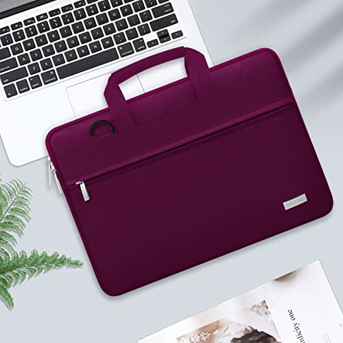 MOSISO Laptop Shoulder Bag, 13.3 inch Laptop Bags | Compatible with MacBook Neo 13/Air, HP Dell ASUS, 13-14 inch Computer Bags Polyester Sleeve Bag with Trolley Sleeve, Burgundy