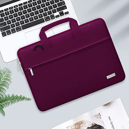 MOSISO Laptop Shoulder Bag, 13.3 inch Laptop Bags | Compatible with MacBook Neo 13/Air, HP Dell ASUS, 13-14 inch Computer Bags Polyester Sleeve Bag with Trolley Sleeve, Burgundy