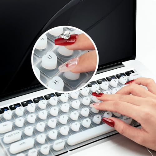 Allinside Keyboard Cover for Long Nails, Compatible with MacBook Neo A18 Pro & MacBook Pro 13/14/16 (2021–2024) & MacBook Air 13/15 (2020–2024), Raised Heart-Shaped Silicone Skin, White - color: 02 White
