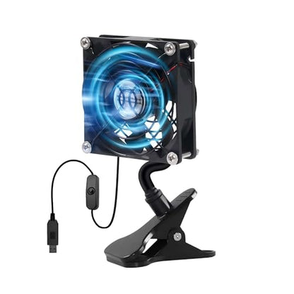 3.62" 92mm Quiet USB Clip on Fan with Strong Clamp and On/Off Switch | Low Noise and Gentle Breeze, for Desktop Router Tent Seedlings Electronic Equipment and DIY Ventilation Cooling Project - color: Black, size: 92mm