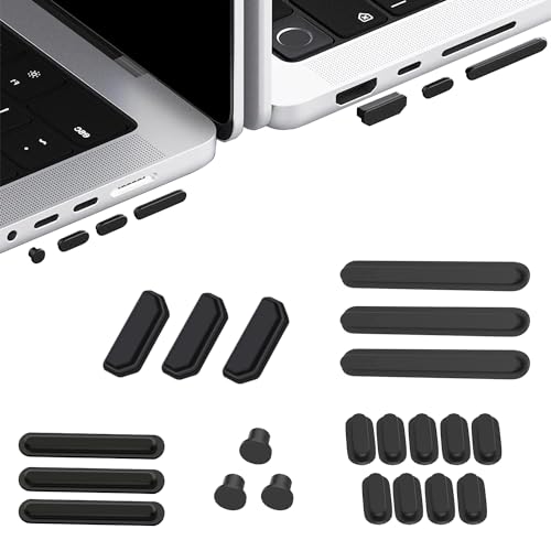 28 PCS Dust Plug Cover Dirt Plug Cups Set for MacBook Pro 14/MacBook Pro 16 inch M5 M4 M3 M2 M1 Pro/Max 2026-2021(A3426/A3427/A3428/A3429), Dust Plug for HDMI,Thunderbolt, SD, Charger Port & Headphone - color: Black, size: 28 PCS