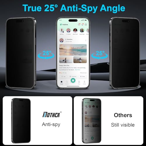 Mothca 2 Pack Matte Privacy Screen Protector for iPhone 15 Pro 6.1-inch [Auto Fit Box Dust-Free] Anti Spy Anti-Glare Anti-Fingerprint Full Coverage Tempered Glass, Smooth as Silk, Case Friendly - size: iPhone 15 Pro-6.1 Inch