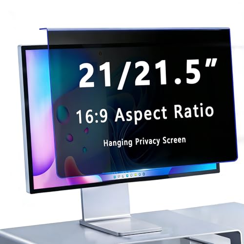 Hanging Privacy Screen Filter for 21-21.5" 16:9 Widescreen Computer Monitor, Anti-Peep & Blue Light Blocking, ±30° Privacy Shield, Eye Protection for Office & Data Security (21-21.5"16:09 (491×288mm)) - size: 21-21.5"16:09 (491×288mm)