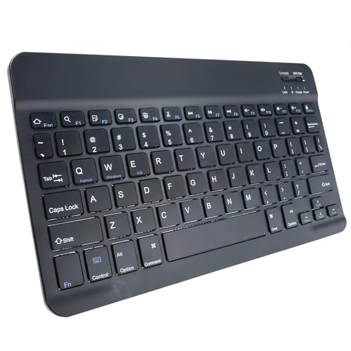 BoxWave Keyboard Compatible with Visual Land Prestige Elite 10QL - SlimKeys Bluetooth Keyboard, Portable Thin with Chiclet-Style Keys - Jet Black