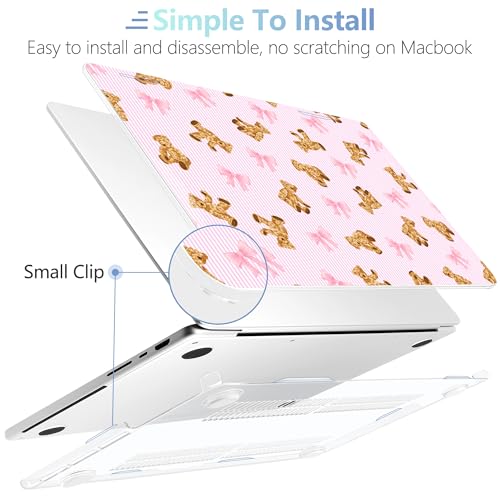 MEEgoodo Compatible with MacBook Pro 14 inch Case (M5/M4/M3/M2/M1) Pro/Max 2026 2025 2024 2023 2021, Case Fit Model A3427/A3426/A3434/A3112/A3401/A3185/A2918/A2992/A2779/A2442, Bear&Cute Ribbon - color: Bear&Cute Ribbon