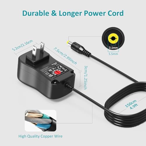 3V-12V 3A Universal AC Adapter Kit Multi-Volts Adjustable Power Supply 36W | DC 3V 4.5V 5V 6V 7.5V 9V 12V 3000mA 2A 1A Power Cord , Variable Power Adapter, for LED Strip Light CCTV Camera Speaker Router - size: 36W 3-12V