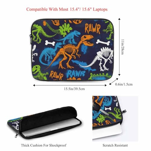 Laptop Sleeve Bag 15.4 15.6 Inch,Cool Dinosaur Dino Animal Blue Green Protective Polyester Computer Cases Laptop Cover Briefcase Bag Tablet Travel Cover - color: LPS-004
