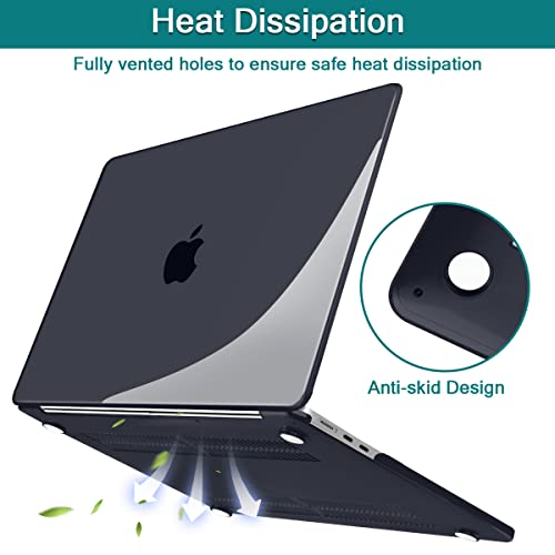 Teryeefi MacBook Air 13.6 Inch Case 2022-2025 Model: A2681/A3113/A3240, Hard Shell Cover with Keyboard Cover & USB 3.0 Adapter for New MacBook Air 13 M4 M3 M2 Chip, Crystal Black - color: Crystal Black