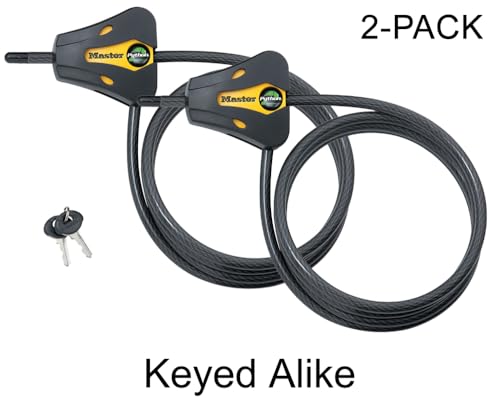 Master Lock - Keyed Alike Trail Camera Python Adjustable Cable Locks w/4 Keys, Model# 8419KA-2 - size: 2 Pack