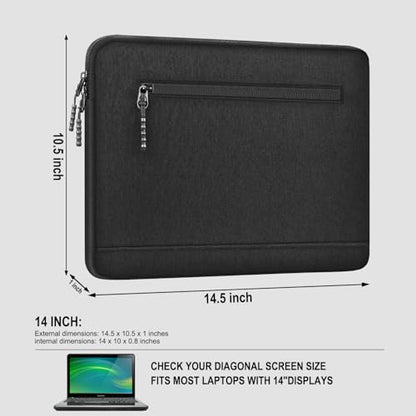 Laptop Sleeve 14 inch, Shockproof Protective Computer Case with Front Pocket, Water Resistant Durable Traveling Laptop Carrying Bag Compatible for MacBook Air/Pro, HP, Dell, Lenovo, Acer, Black - size: 14 Inch