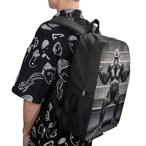 17-Inch Laptop Backpack Water-Resistant Gorillas Fitness Daypack with Shoulder Strap Lightweight Casual Rucksack for Travel Commuter Hiking Outdoor Activities 20l Black