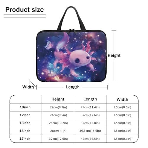 Cute Axolotl 15 Inch Laptop Handle Bag Computer Protect Case Pouch Holder Galaxy Space Notebook Sleeve Neoprene Cover Soft Carring Travel Case for Chromebook Computer Briefcase - color: Cute Axolotl Galaxy Space, size: 15 inch