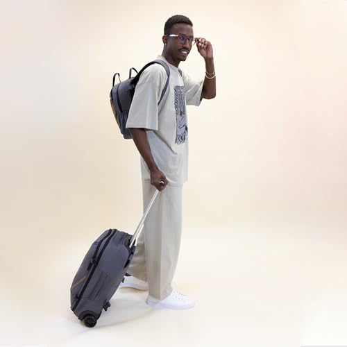 2 in 1 Travel Backpack Set Rolling Backpack with Wheels Carry on Luggage 43L with Personal Item Bag for Men Women 17 inches Laptop Backpack Dark Grey - color: Dark Grey