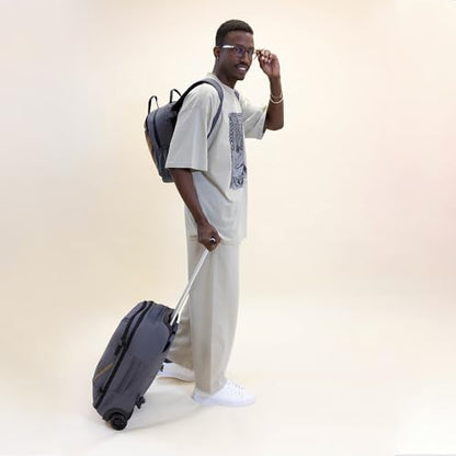 2 in 1 Travel Backpack Set Rolling Backpack with Wheels Carry on Luggage 43L with Personal Item Bag for Men Women 17 inches Laptop Backpack Dark Grey - color: Dark Grey