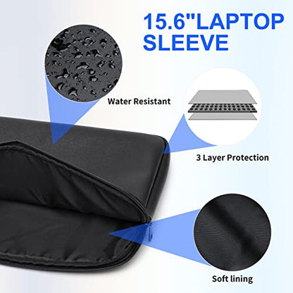 Keyli 4pc Sets Laptop Bag for Women Large Leather Laptop Briefcase with USB Charging Port Computer Shoulder tote Bags Purse - color: Black_2