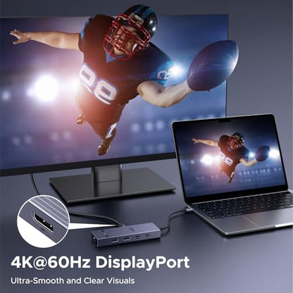 UGREEN Revodok Pro 7 in 1 USB-C Hub to DisplayPort 4K 60Hz | 100W Power Delivery 10Gbps USB-A and USB-C 3.2 for MacBook Neo/Pro/Air, iPad Pro, Thinkpad, Rog Ally and More.