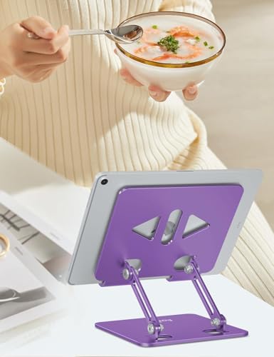 Aoviho Tablet Stand for Desk,Adjustable Tablet Holder,Purple | Stable Aluminum Design, Fits iPad Pro/Air/Mini & Samsung Tablets, Adjustable Viewing, Ideal for Office & Home - color: Purple