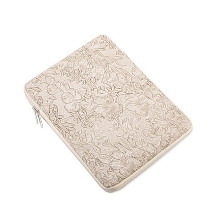 Kinmac 360° Protective Vertical Laptop Sleeve Case Cover Bag (Apricot Flower PU, 13.5 inch-14 inch) - color: Apricot Flower PU, size: 13.5 inch-14 inch