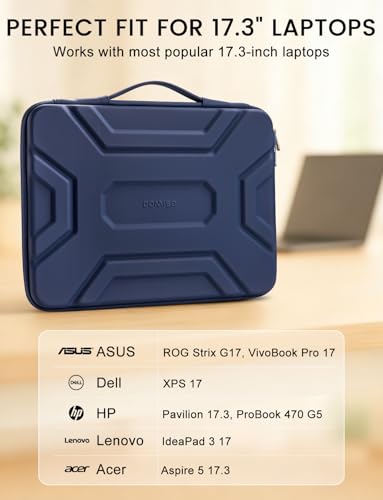 DOMISO 17 inch Laptop Sleeve with Handle, Shockproof and Waterproof EVA Protective Laptop case, Laptop Sleeves for 17.3" HP Dell Asus Laptop, Dark Blue - color: Dark Blue, size: 17.3 inch