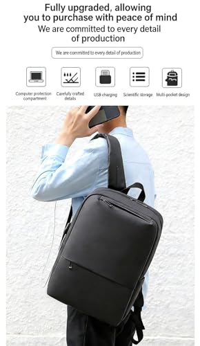 LINGYUE Business Travel Backpack With USB Charging Port, Durable Nylon Laptop Fits 15.6 Inch Notebook, Waterproof Resistant Anti-Theft Bag For Work School, Black(Gray)