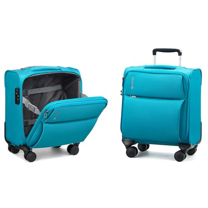 Hanke 16 Inch Underseat Carry On Luggage with Spinner Wheels for Airline, Small Softside TSA Approved Luggage Lightweight Rolling Suitcases Under Seat Travel Carry-On Bag(Caribbean Blue) - color: Caribbean Blue, size: 16 Inch Underseat