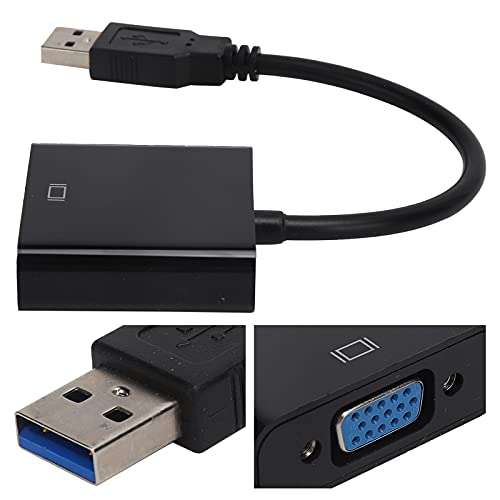 Zopsc USB 3.0 to VGA Adapter Cable, 5Gbps, HD 1080P, 15Pin Female, Multi Display Support, No External Power Supply, for PC, Laptops, Desktops, Black - color: Black