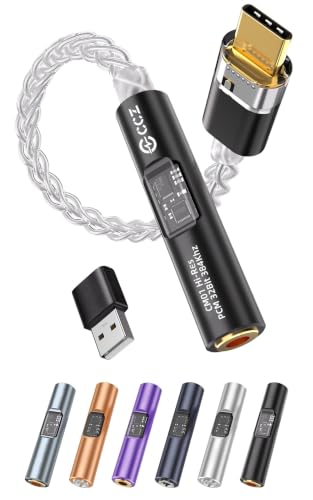 2026 Latest USB C DAC Audio Adapter with Headphone Amplifier, USB C to 3.5mm Audio Adapter for Wired Headphones, Hi-Res Type C DAC Compatible with iPhone 15, Android, Laptop & Tablet - color: Inky, size: 001