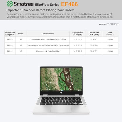 Smatree EliteFlow Laptop Case for 14 inch HP Chromebook x360 14a/14at | for 14 inch HP Chromebook x360 14b-cb0047nr/cb0097nr,for HP Chromebook 14a-na1047nr/-na1097nr/14at-na100(EF466) - size: 2.09| for HP 14" Chromebook x360/Chromebook(EF466)