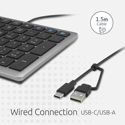 Kensington KB515 USB-C Wired Keyboard, QWERTY Full-Size Layout, Quiet Scissor-Switch Keys, Programmable, Copilot Hotkey, USB-A Adapter Included, Compatible with Windows, Black (K75410NA) - size: Full size, style: Wired
