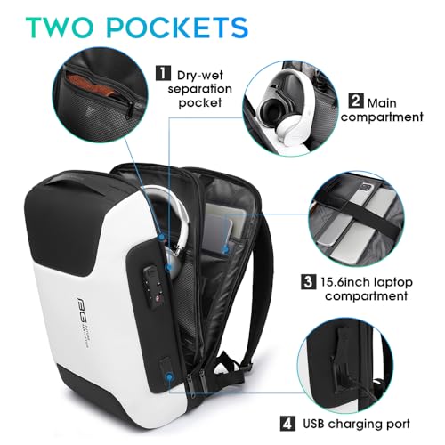 BANGE Tech Laptop Backpack for Men and Women - color: White