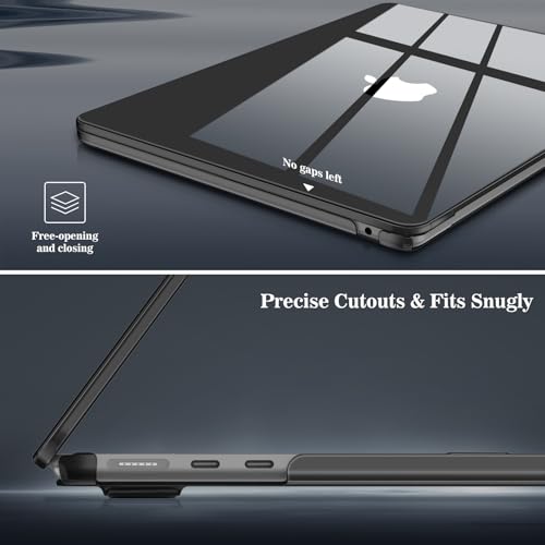 Fintie Case for MacBook Air 13.6 Inch A3449 A3240 A3113 A2681 (2022-2026 Release), [Ultra-Transparent] Slim Snap On Hard Shell Cover for MacBook Air 13 Inch with M2 M3 M4 M5 Chip, Crystal Black - color: Crystal Black