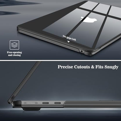 Fintie Case for MacBook Air 13.6 Inch A3449 A3240 A3113 A2681 (2022-2026 Release), [Ultra-Transparent] Slim Snap On Hard Shell Cover for MacBook Air 13 Inch with M2 M3 M4 M5 Chip, Crystal Black - color: Crystal Black