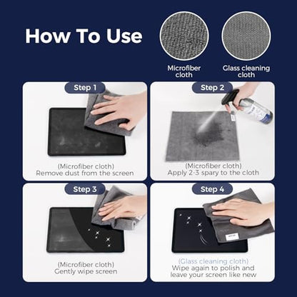 WELKIN Screen Cleaner Gel Kit, 18.6 oz + 2 oz for TV, Laptop & Phone | Gentle Gel Formula, Applies Precisely Without Dripping, Easy Screen Cleaning, Includes 1 Microfiber Cloth & 1 Glass Wipe - size: Gel Kit