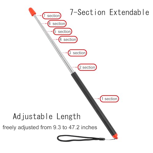 Telescopic Teacher Pointer Telescoping Pointer Stick for Classroom Presentation Pointer Teacher Pointer Stick (Orange Black, Extendable 47 Inch)