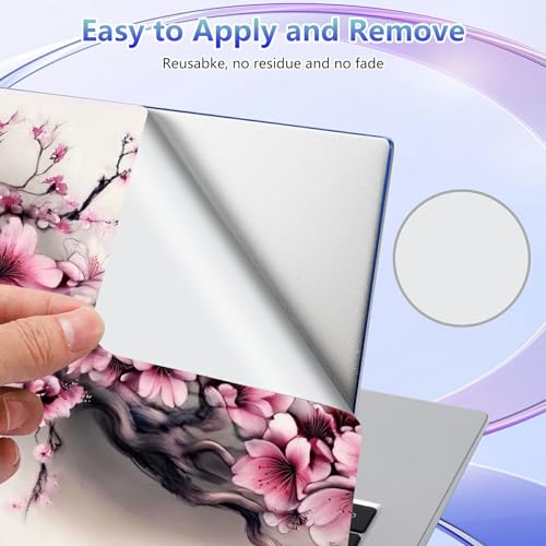 Laptop Skin Sticker Decal Cover,Cherry Blossom Pink Flowers | DIGTIALL Universal Laptop Skin Sticker, Waterproof Removable Notebook Decal Protector Cover for 12 13 14 15 Inch Laptops - color: Cherry Blossom Pink Flowers